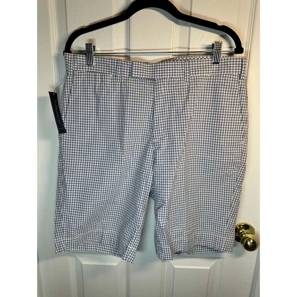 NWT! Ralph Lauren Men's Gingham Blue Shorts Flat Front Casual‎ Summer Size 34